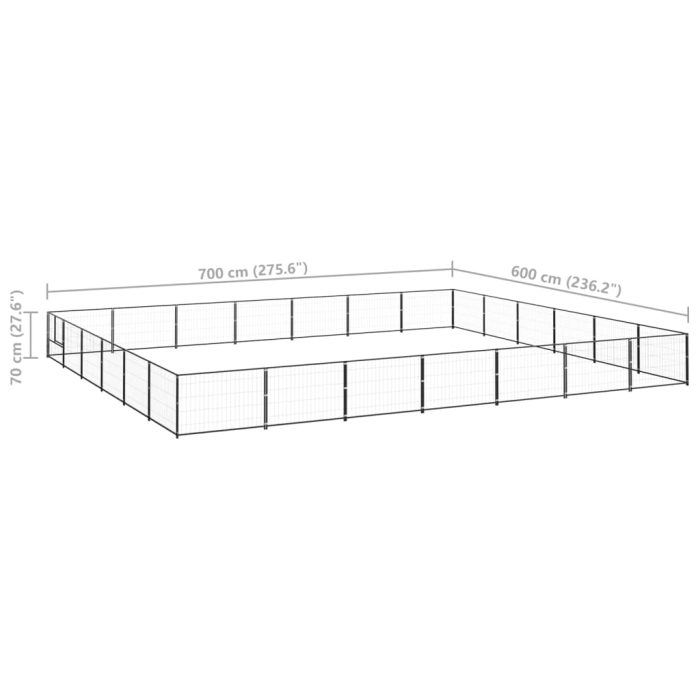 TrendyXL Hondenkennel 42 m² staal zwart