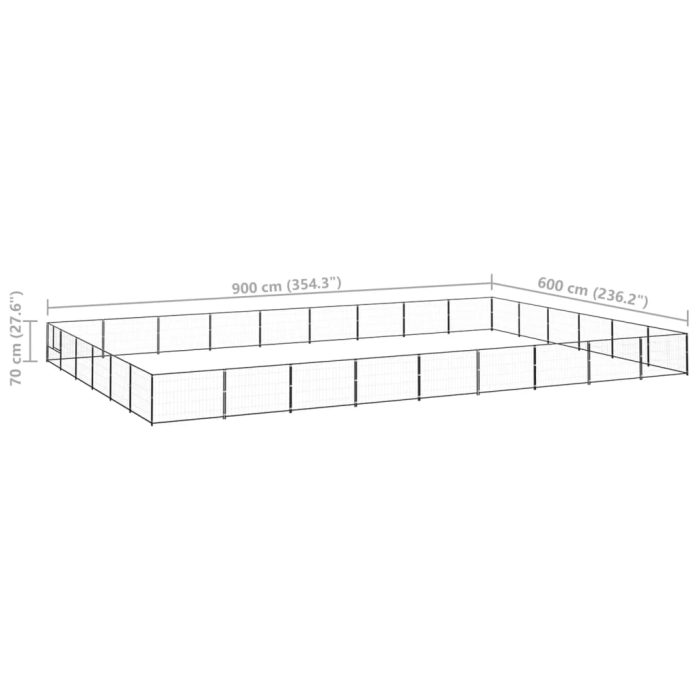 TrendyXL Hondenkennel 54 m² staal zwart