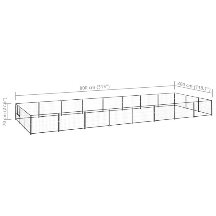 TrendyXL Hondenkennel 24 m² staal zwart