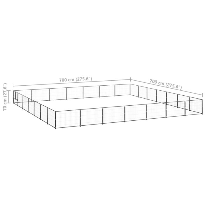 TrendyXL Hondenkennel 49 m² staal zwart