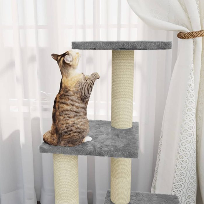 TrendyXL Kattenmeubel met sisal krabpalen 92 cm lichtgrijs