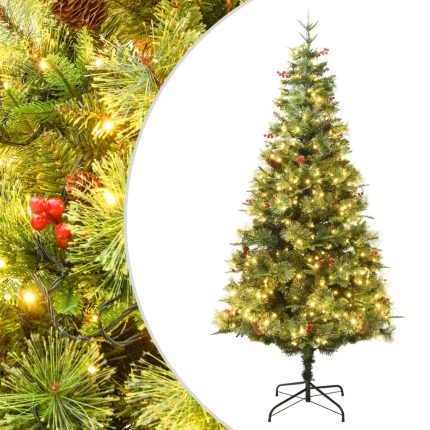 TrendyXL Kerstboom met LED en dennenappels 225 cm PVC en PE groen