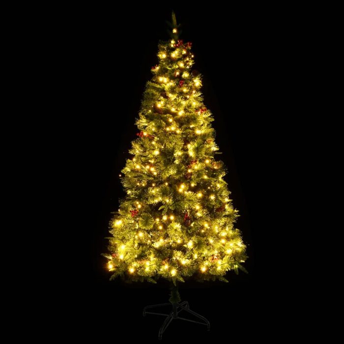 TrendyXL Kerstboom met LED en dennenappels 225 cm PVC en PE groen