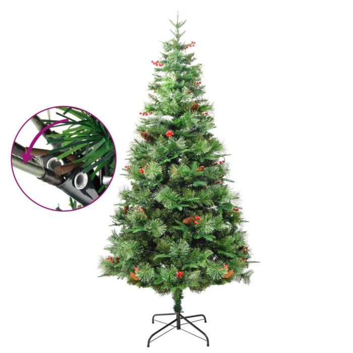 TrendyXL Kerstboom met LED en dennenappels 225 cm PVC en PE groen