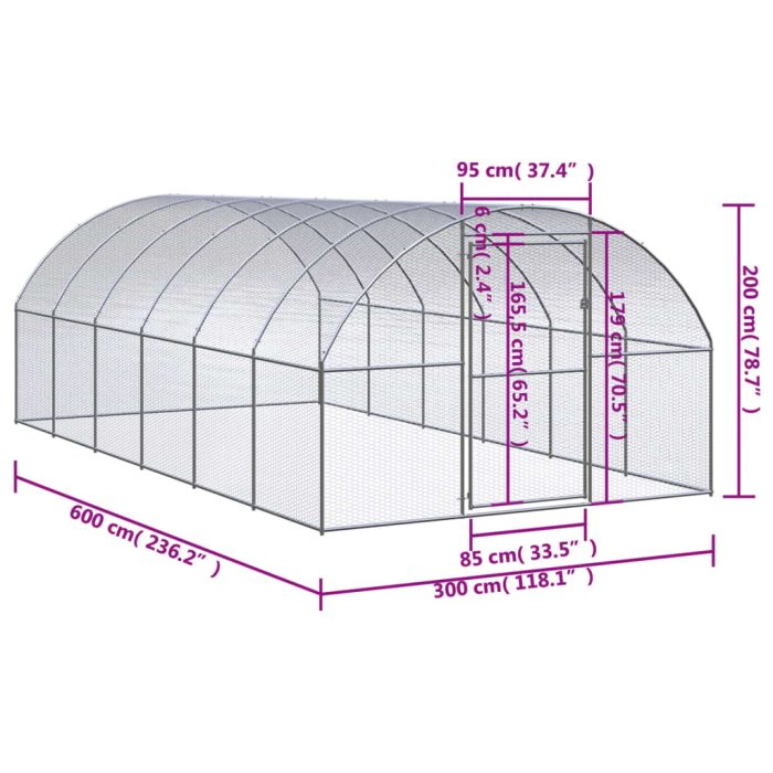 TrendyXL Kippenren 3x6x2 m gegalvaniseerd staal