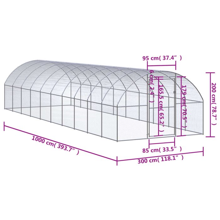 TrendyXL Kippenren 3x10x2 m gegalvaniseerd staal