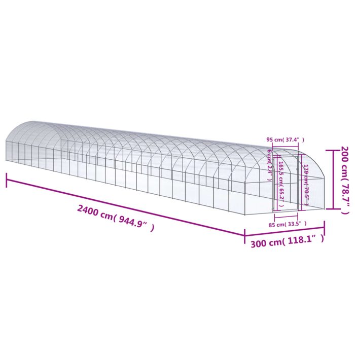 TrendyXL Kippenren 3x24x2 m gegalvaniseerd staal