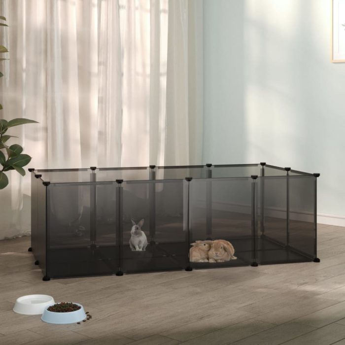 TrendyXL Dierenhok klein 144x74x46,5 cm polypropeen en staal zwart