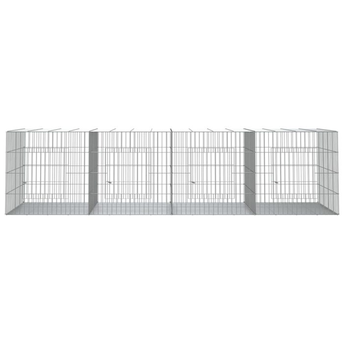 TrendyXL Konijnenkooi met 4 panelen 217x79x54 cm gegalvaniseerd ijzer