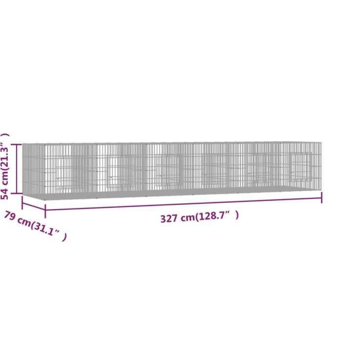 TrendyXL Konijnenkooi met 6 panelen 327x79x54 cm gegalvaniseerd ijzer