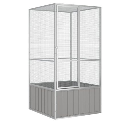 TrendyXL Vogelkooi 111x107x211,5 cm gegalvaniseerd staal grijs