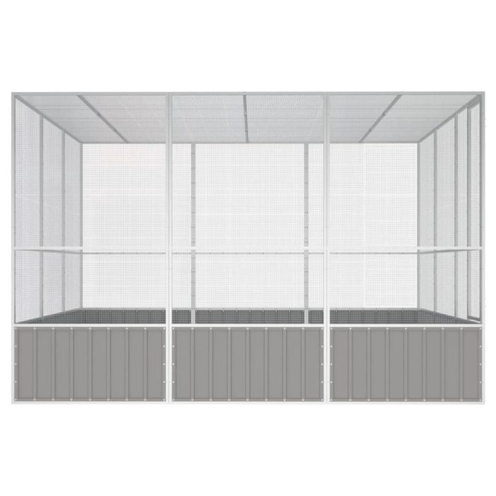 TrendyXL Vogelkooi 302,5x324,5x211,5 cm gegalvaniseerd staal grijs