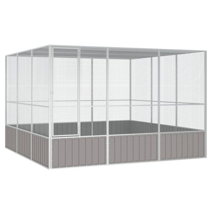 TrendyXL Vogelkooi 302,5x324,5x211,5 cm gegalvaniseerd staal grijs