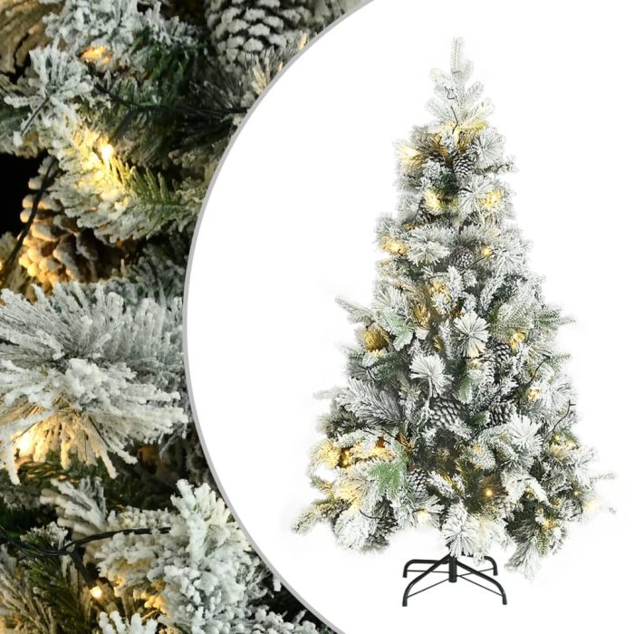 TrendyXL Kerstboom met LED en dennenappels en sneeuw 195 cm PVC en PE