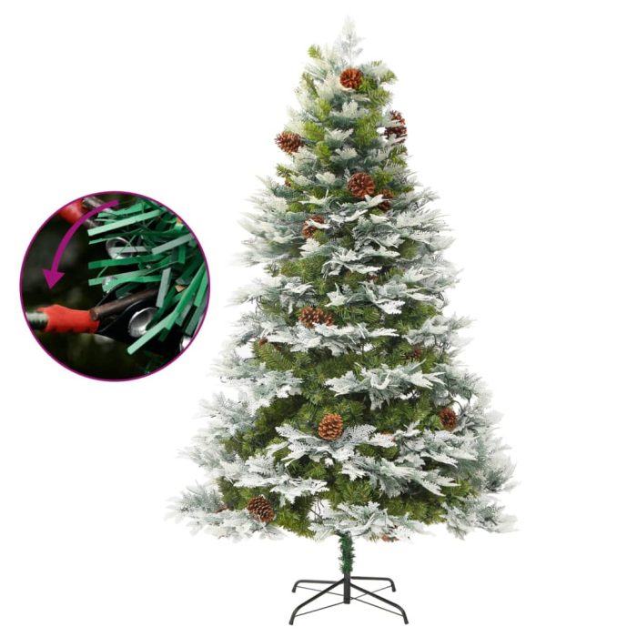 TrendyXL Kerstboom met LED en dennenappels 225 cm PVC en PE groen