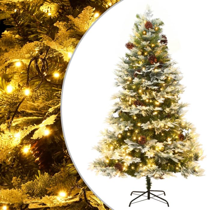 TrendyXL Kerstboom met LED en dennenappels 225 cm PVC en PE groen