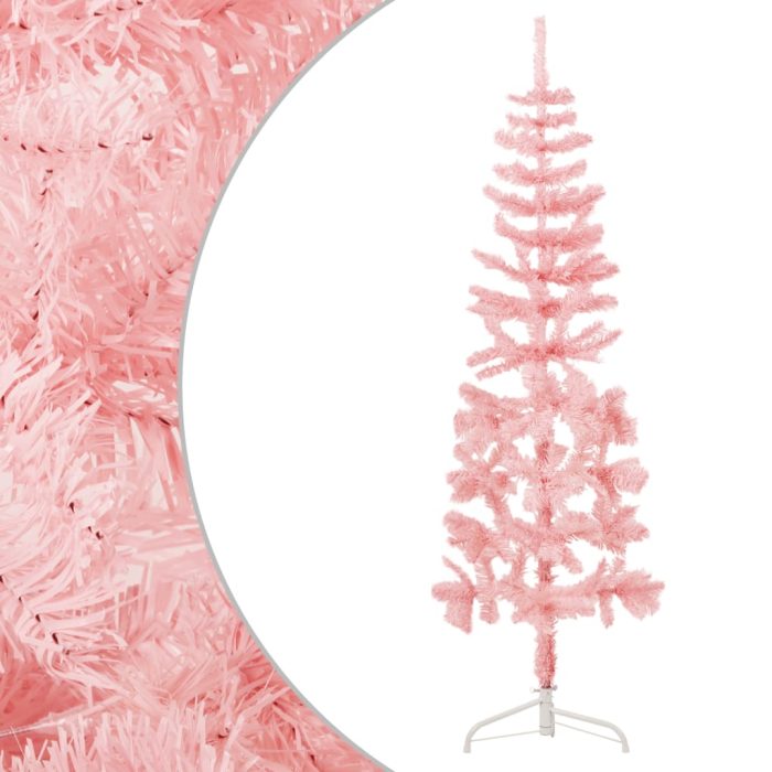 TrendyXL Kunstkerstboom half met standaard smal 120 cm roze