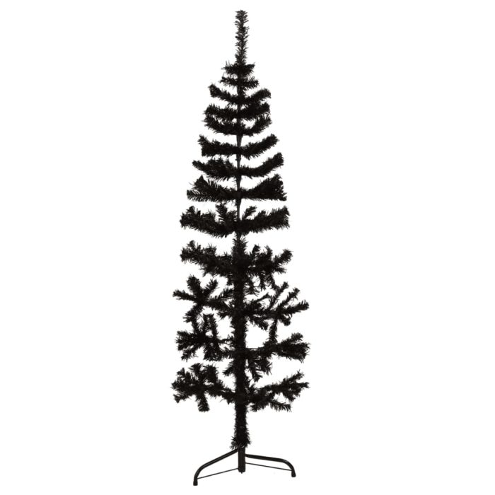 TrendyXL Kunstkerstboom half met standaard smal 120 cm zwart