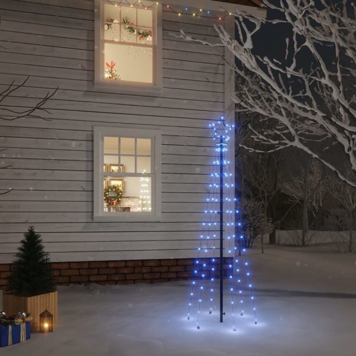 TrendyXL Kerstboom met grondpin 108 LED's blauw 180 cm