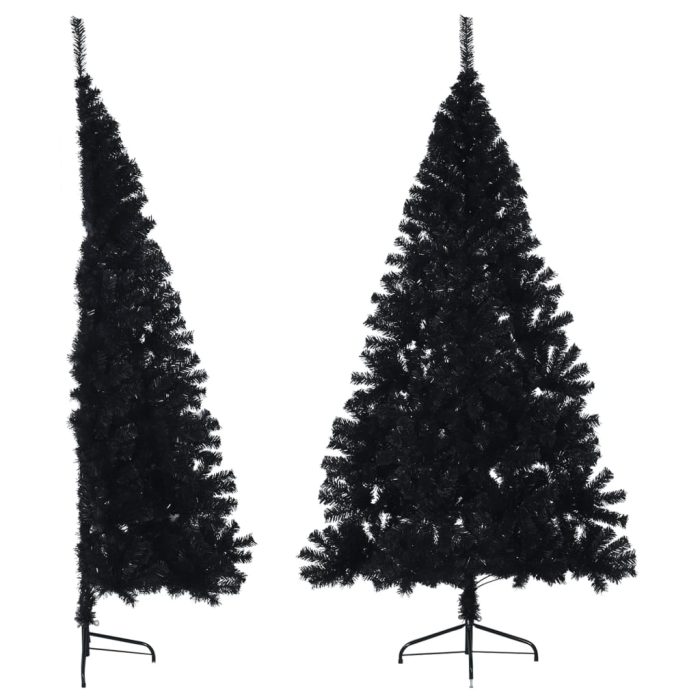 TrendyXL Kunstkerstboom met standaard half 240 cm PVC zwart