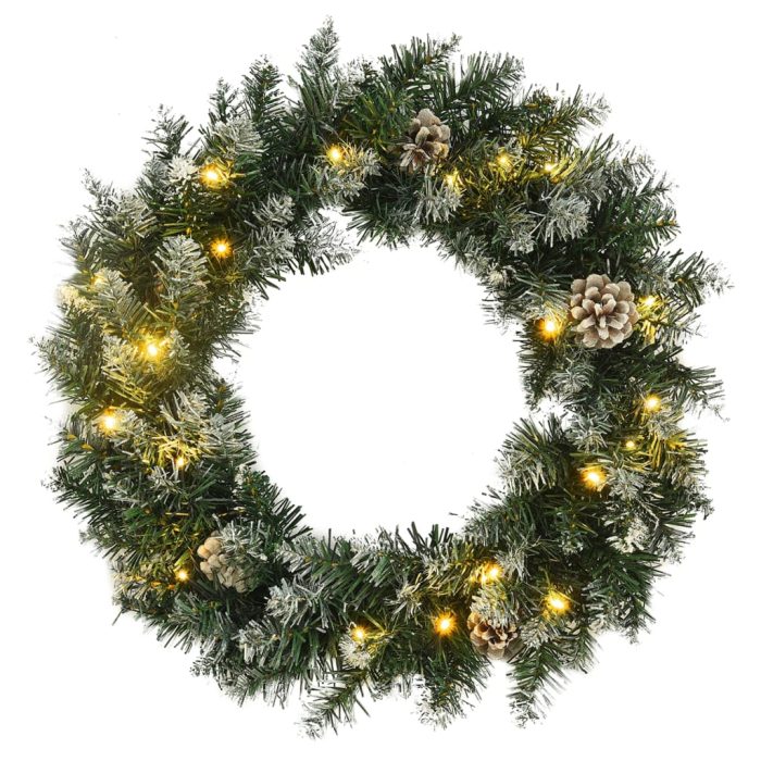 TrendyXL Kerstkrans met LED-lampjes 60 cm PVC groen