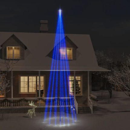 TrendyXL Vlaggenmast kerstboom 1134 LED's blauw 800 cm