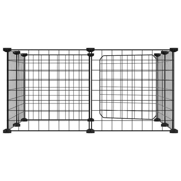 TrendyXL Huisdierenkooi met deur 8 panelen 35x35 cm staal zwart