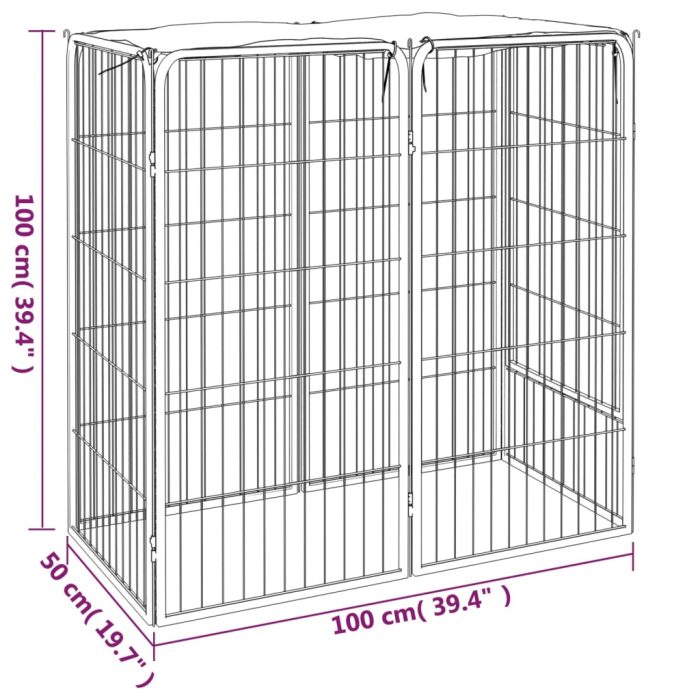 TrendyXL Hondenkennel 6 panelen 50 x 100 cm gepoedercoat staal zwart