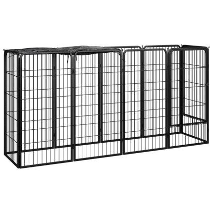 TrendyXL Hondenkennel 10 panelen 50 x 100 cm gepoedercoat staal zwart