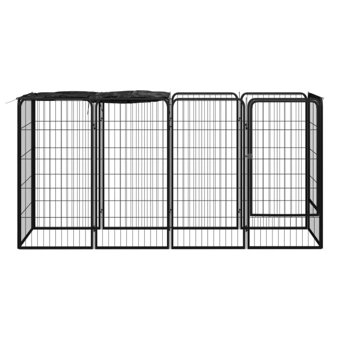 TrendyXL Hondenkennel 10 panelen 50 x 100 cm gepoedercoat staal zwart