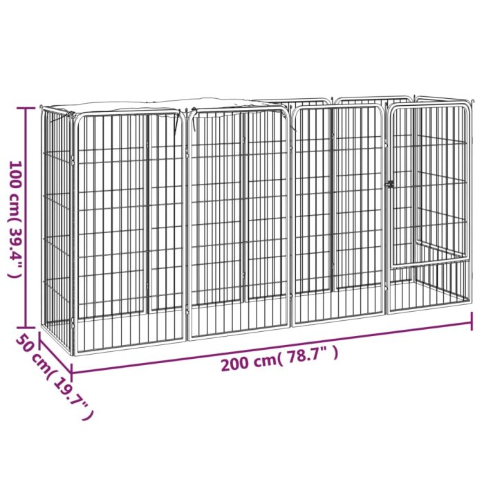 TrendyXL Hondenkennel 10 panelen 50 x 100 cm gepoedercoat staal zwart