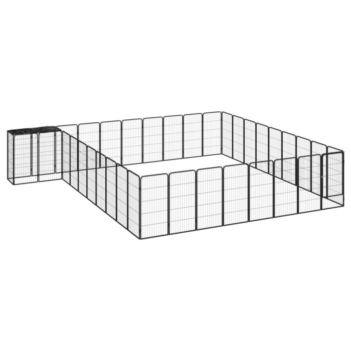 TrendyXL Hondenkennel 38 panelen 50x100 cm gepoedercoat staal zwart