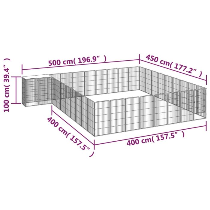 TrendyXL Hondenkennel 38 panelen 50x100 cm gepoedercoat staal zwart