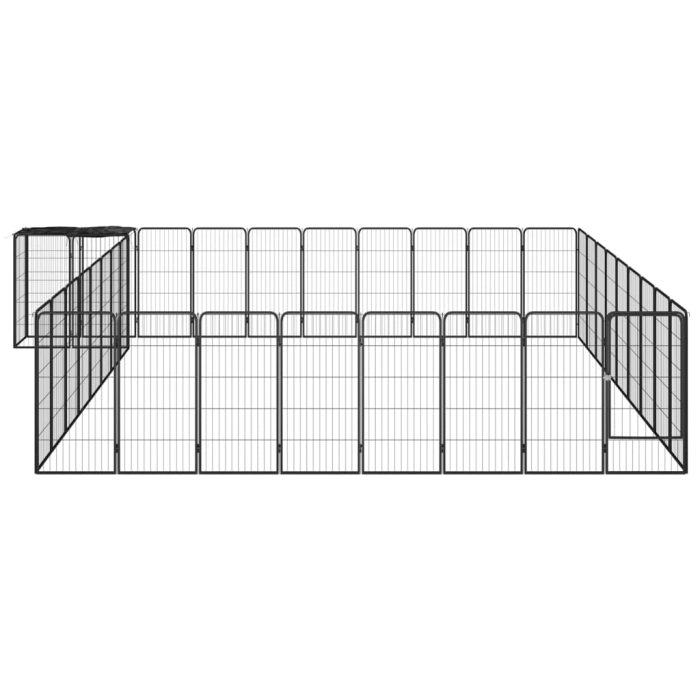 TrendyXL Hondenkennel 38 panelen 50x100 cm gepoedercoat staal zwart