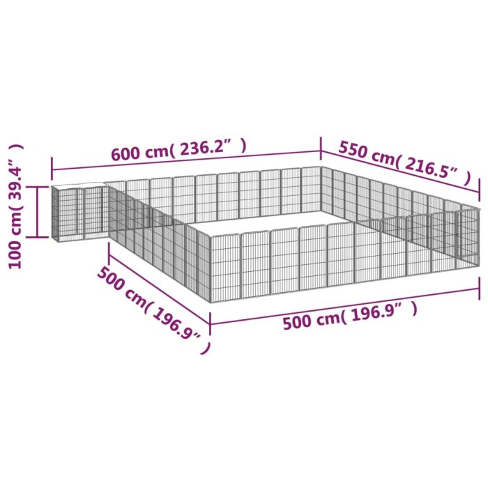 TrendyXL Hondenkennel 46 panelen 50x100 cm gepoedercoat staal zwart