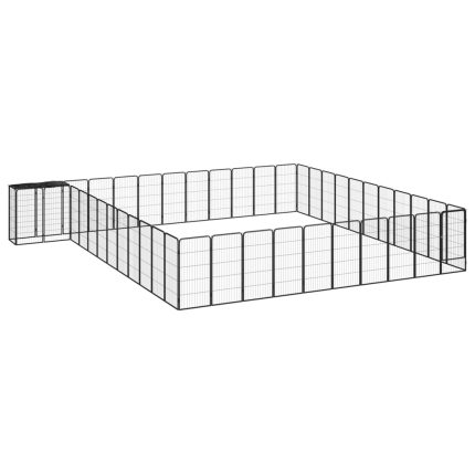 TrendyXL Hondenkennel 46 panelen 50x100 cm gepoedercoat staal zwart