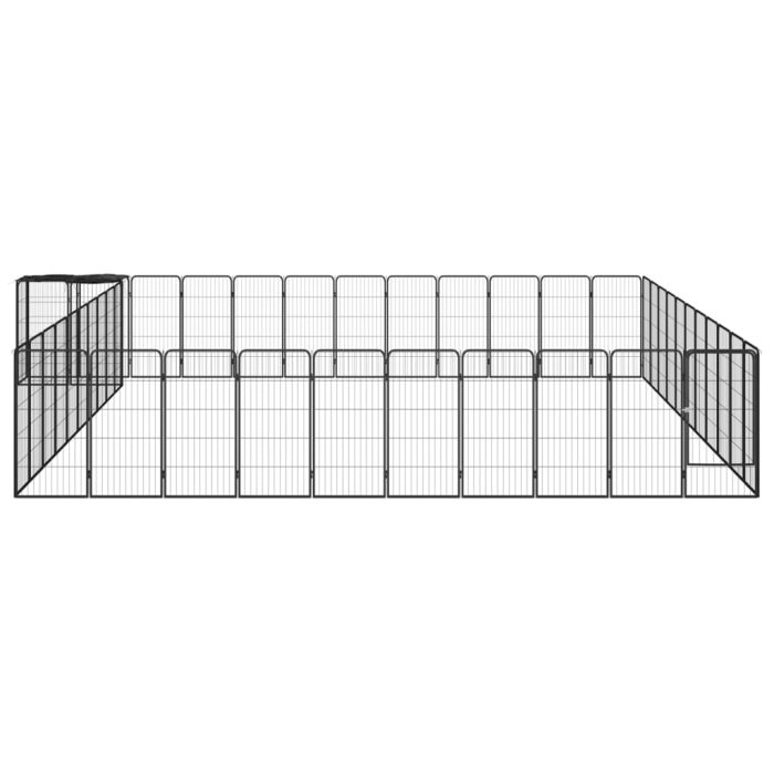 TrendyXL Hondenkennel 46 panelen 50x100 cm gepoedercoat staal zwart