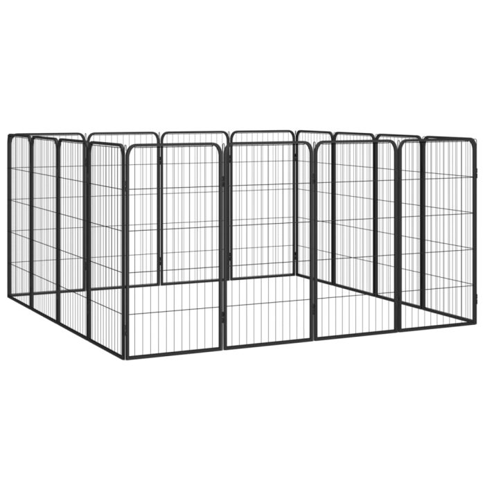 TrendyXL Hondenkennel 16 panelen 50 x 100 cm gepoedercoat staal zwart