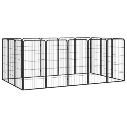 TrendyXL Hondenkennel 16 panelen 50 x 100 cm gepoedercoat staal zwart