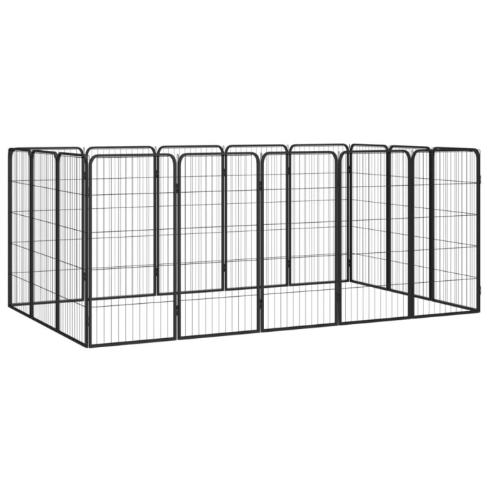 TrendyXL Hondenkennel 16 panelen 50 x 100 cm gepoedercoat staal zwart