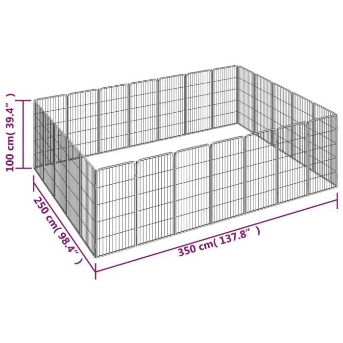 TrendyXL Hondenkennel 24 panelen 50 x 100 cm gepoedercoat staal zwart