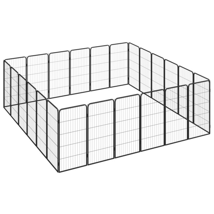 TrendyXL Hondenkennel 24 panelen 50 x 100 cm gepoedercoat staal zwart