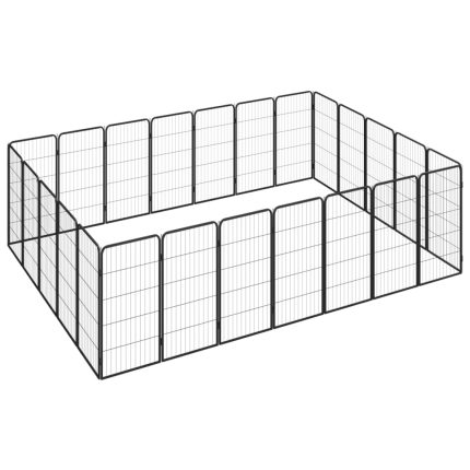 TrendyXL Hondenkennel 24 panelen 50 x 100 cm gepoedercoat staal zwart