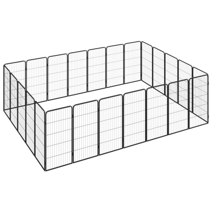 TrendyXL Hondenkennel 24 panelen 50 x 100 cm gepoedercoat staal zwart