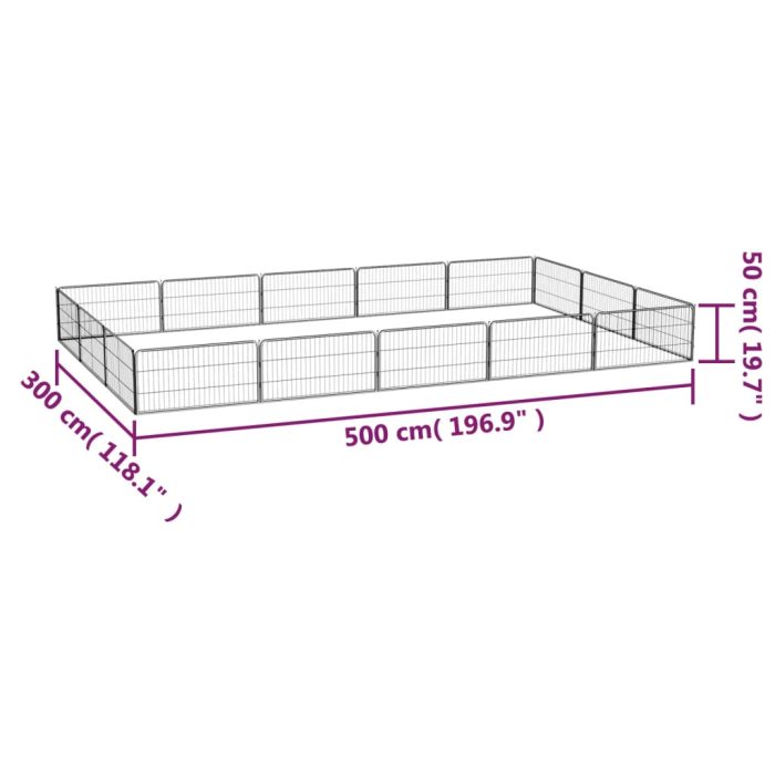 TrendyXL Hondenkennel 16 panelen 100x50 cm gepoedercoat staal zwart