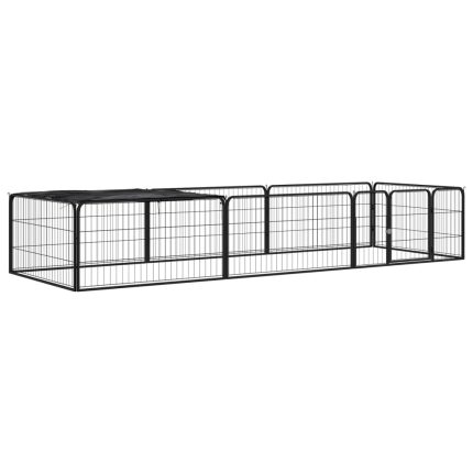 TrendyXL Hondenkennel 8 panelen 100x50 cm gepoedercoat staal zwart