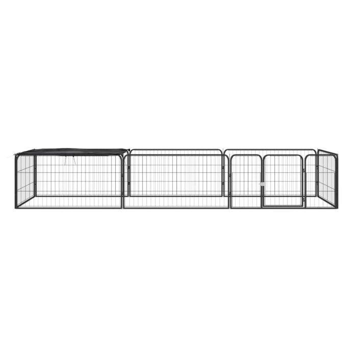 TrendyXL Hondenkennel 8 panelen 100x50 cm gepoedercoat staal zwart