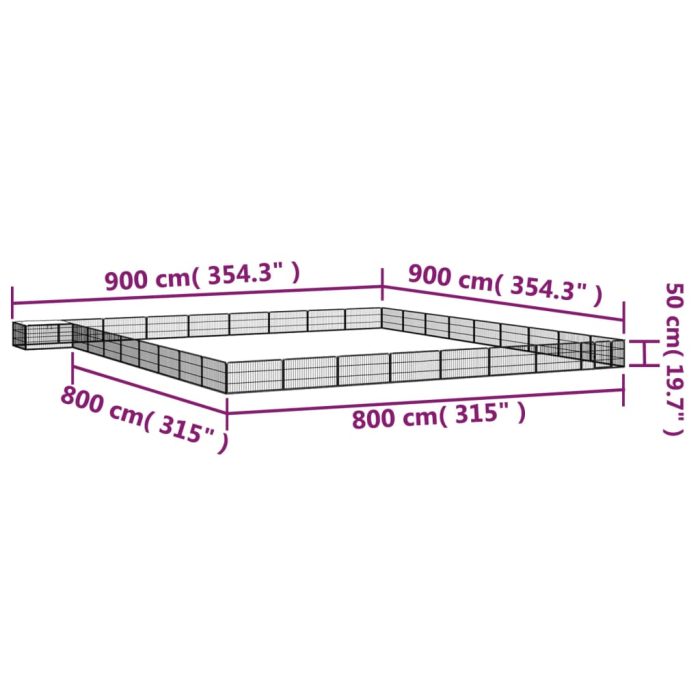 TrendyXL Hondenkennel 36 panelen 100x50 cm gepoedercoat staal zwart