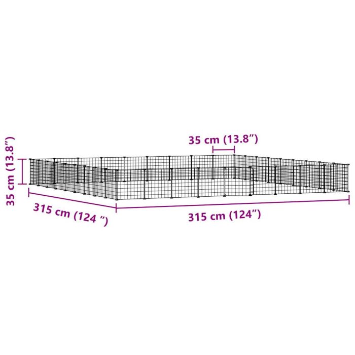 TrendyXL Huisdierenkooi met deur 36 panelen 35x35 cm staal zwart