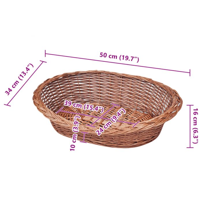 TrendyXL Hondenmand/huisdierenbed 50 cm natuurlijk wilgen